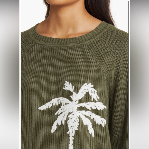 NWT Tommy Bahama Breezy Palm Tree Crew Cotton Blend Pullover Statement Sweater - Picture 5 of 7